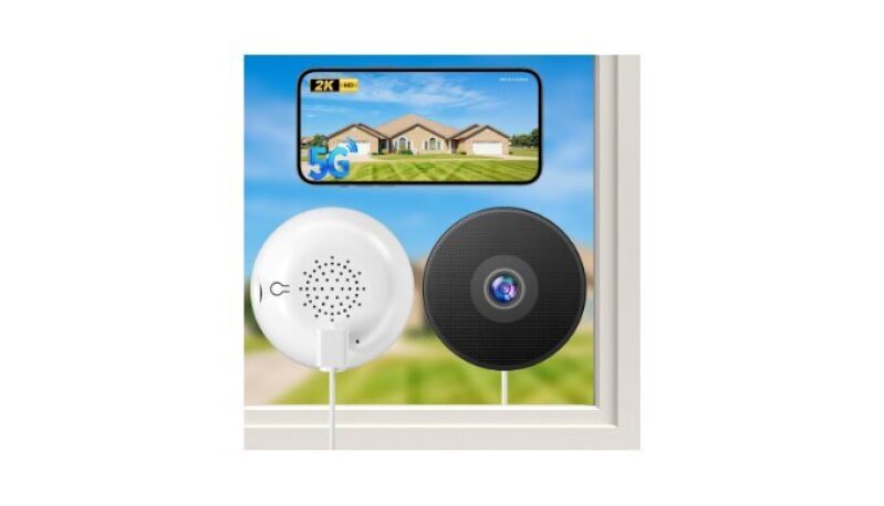 No-Drill 2K Ultra HD Window Security Camera with 5G/2.4G WiFi - Enhanced Night Vision, AI Human Detection, Easy Glass Mount