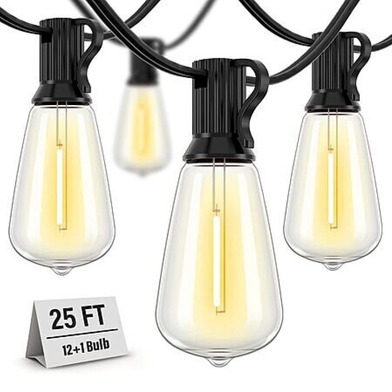 Outdoor Waterproof String Lights, 25 Feet Patio Lights for Garden, Yard, Yard, Party, Wedding, Festival