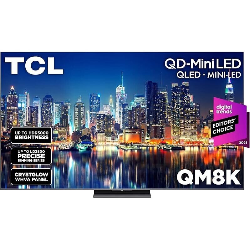 TCL 75QM8K 75-inch 4K Mini LED QLED Google Smart TV - Editors' Choice 2025