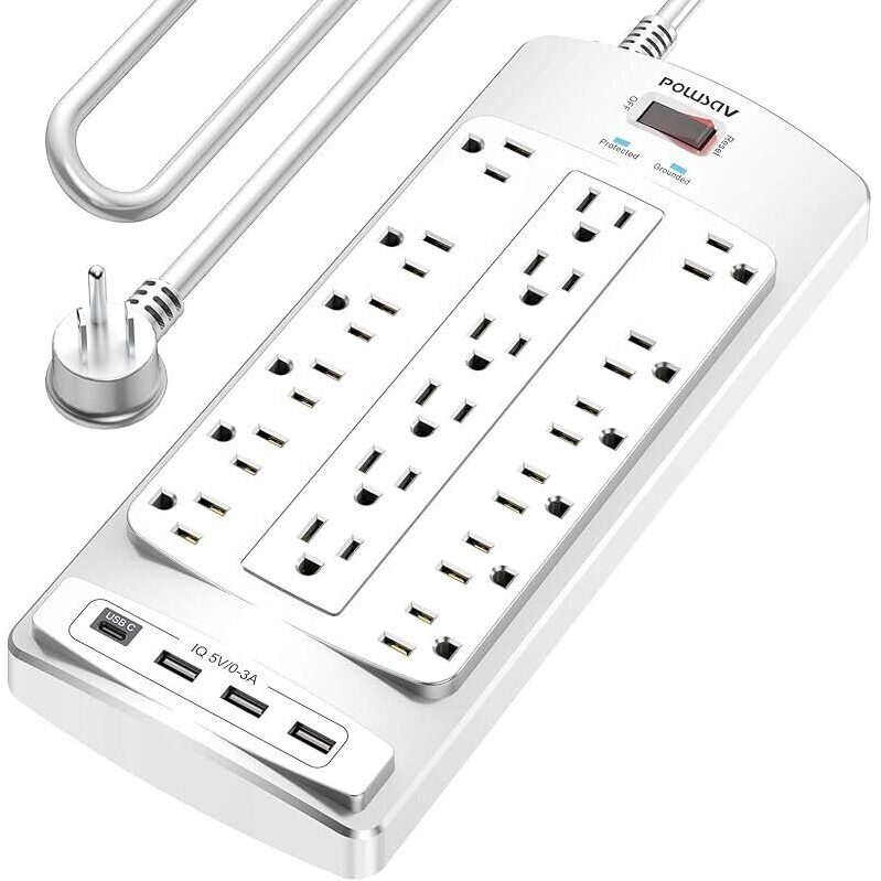Surge Protector with 18 Outlets and 4 USB Ports - Heavy Duty Power Strip