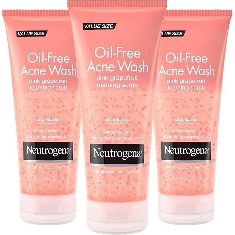Neutrogena Oil-Free Pink Grapefruit Acne Face Wash - 3 Pack, 6.7oz