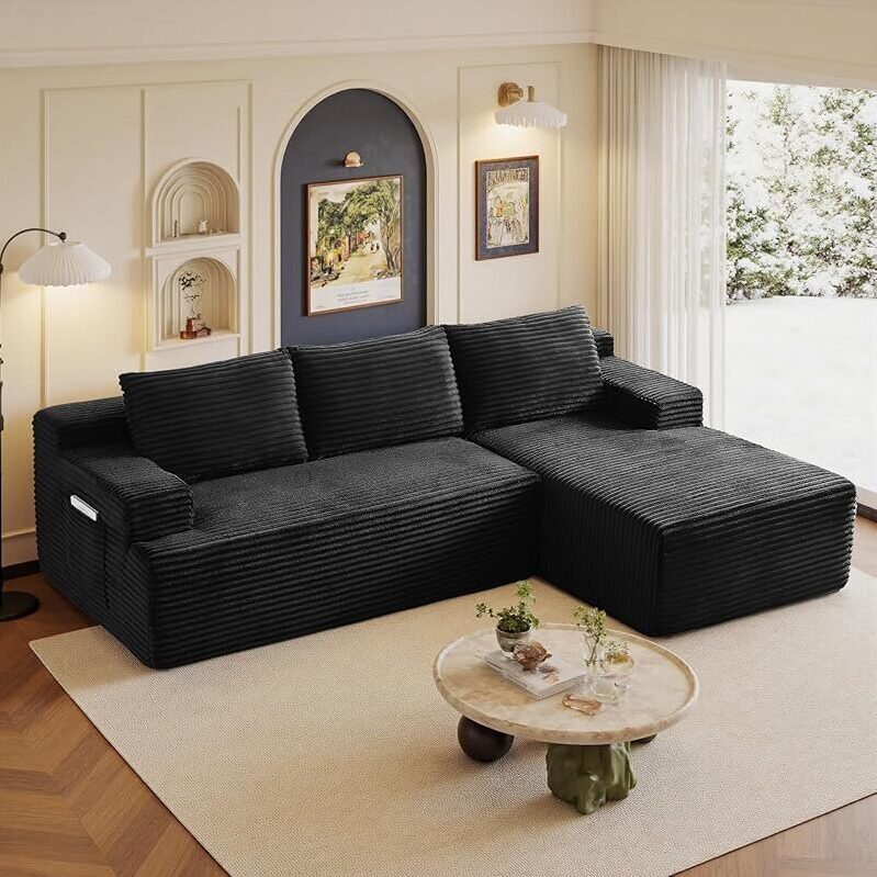 Luxurious Chorlenimi 96-inch L-Shape Upholstered Sectional Cloud Couch Sofa