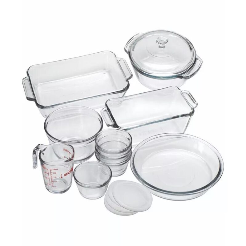 Anchor Hocking 15-Piece Oven Basics Bakeware Set - Durable Glass Bakeware for Every Occasion