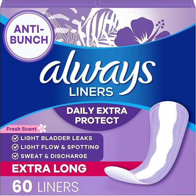 Always Daily Extra Protect Liners - 60 Ct for Extra Coverage