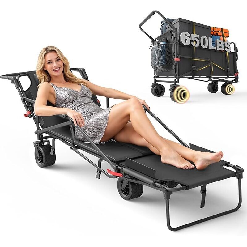 Leveleve 2-in-1 650lb Folding Wagon & Beach Chair - Ultimate Outdoor Solution