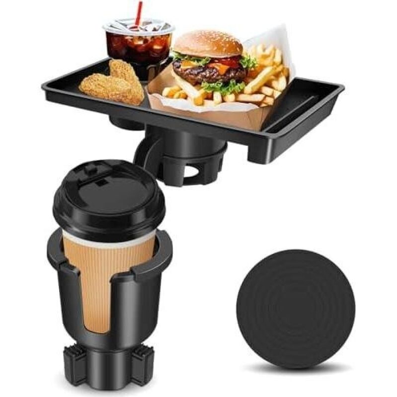 Upgrade Your Ride: Dual Use Car Cup Holder & 360° Rotating Tray - 50% Off