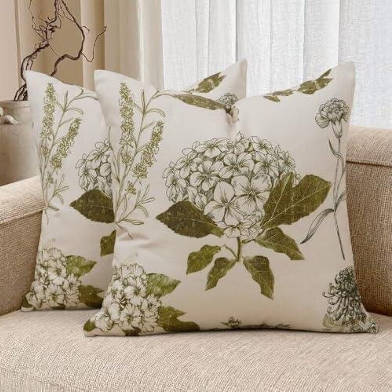 Elegant Floral Pattern Pillow Covers - 18x18 Set of 2