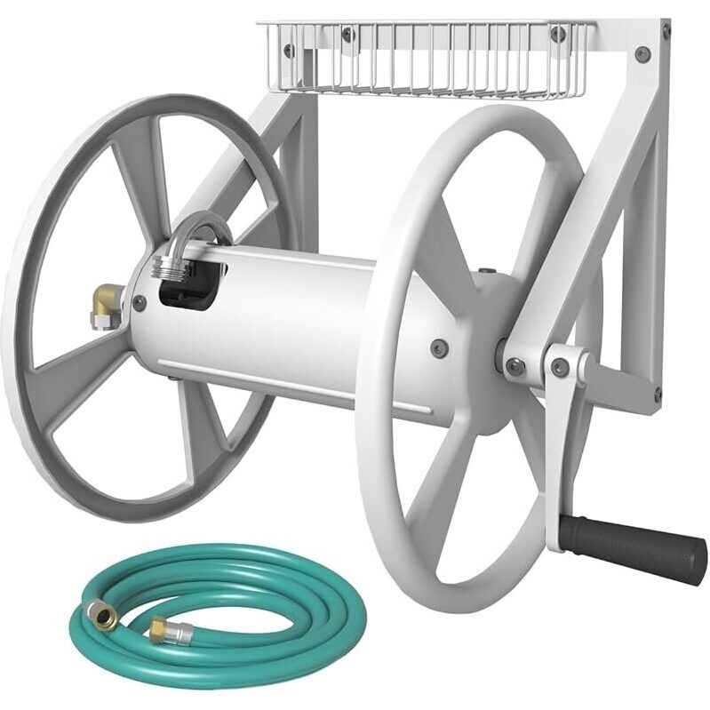 Triangle Wall Mounted Garden Hose Reel - 125-ft of 5/8-Inch Hose