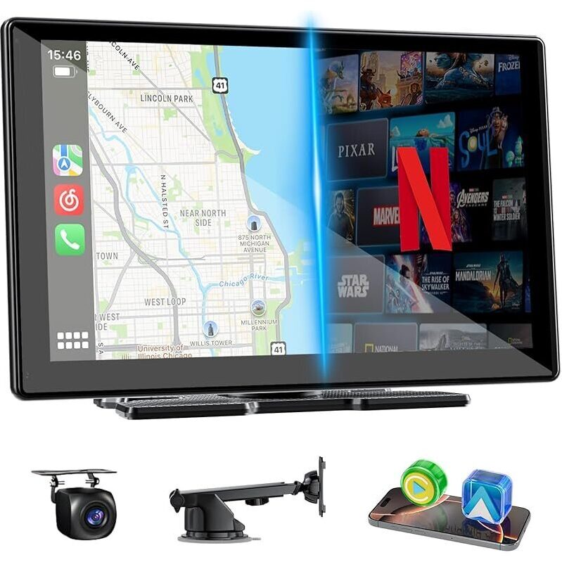 Accfly 9-inch Wireless CarPlay Screen with Backup Camera