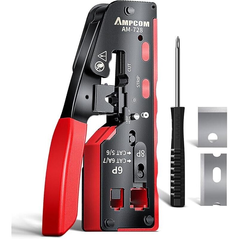 AMPCOM RJ45 Crimp Tool: Versatile and Precise Network Wiring Solution