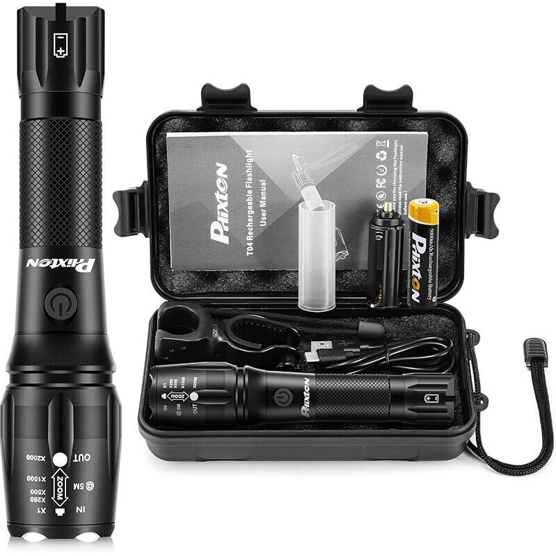 Phixton T04 1000lm USB-C Rechargeable LED Flashlight - Long-Lasting, High-Performance