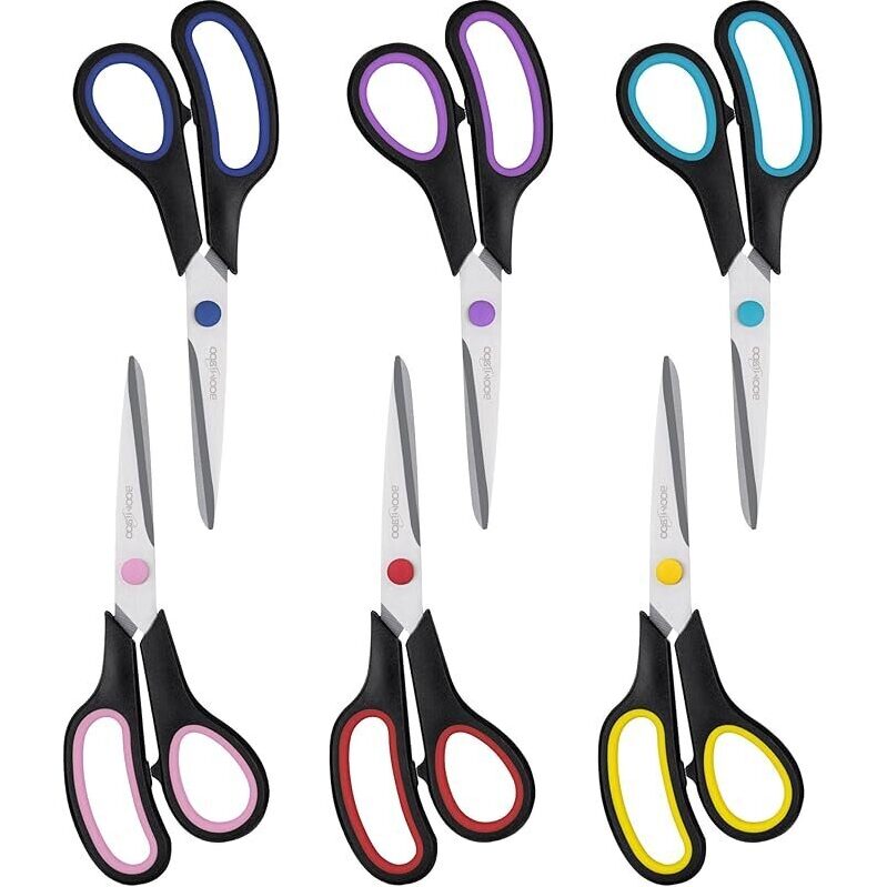 6-Pack All Purpose Comfort-Grip Scissors by BOOMIBOO