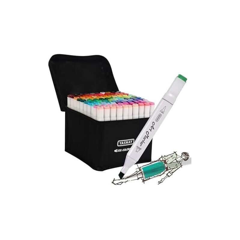 YASNAY Alcohol Markers, 100 Colors Dual Tip Art Marker - Vibrant & Durable