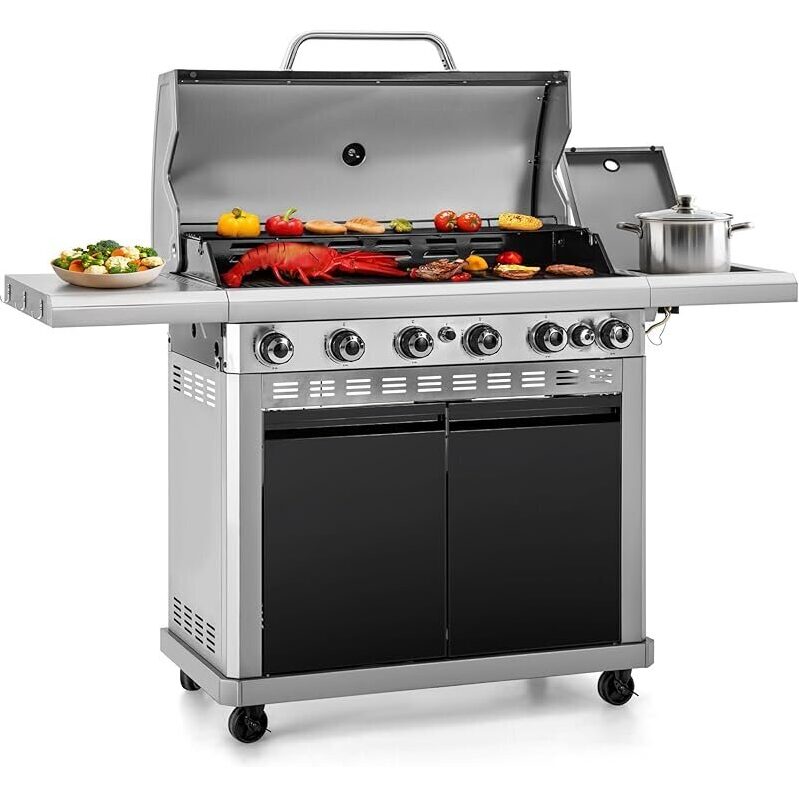 Captiva Designs 6-Burner Propane Gas Grill - Premium BBQ with Enhanced Heat Distribution