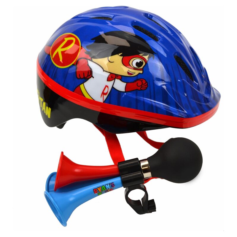 Ryans World Red Titan Bike Helmet with Triple Horn