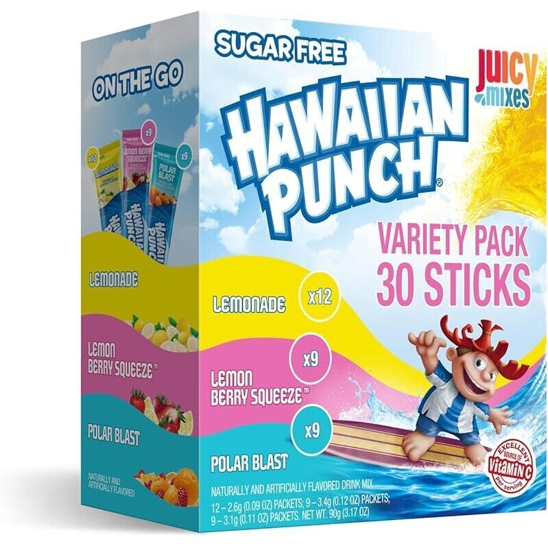 Hawaiian Punch Sugar Free Drink Mix Variety Pack - 30 Count