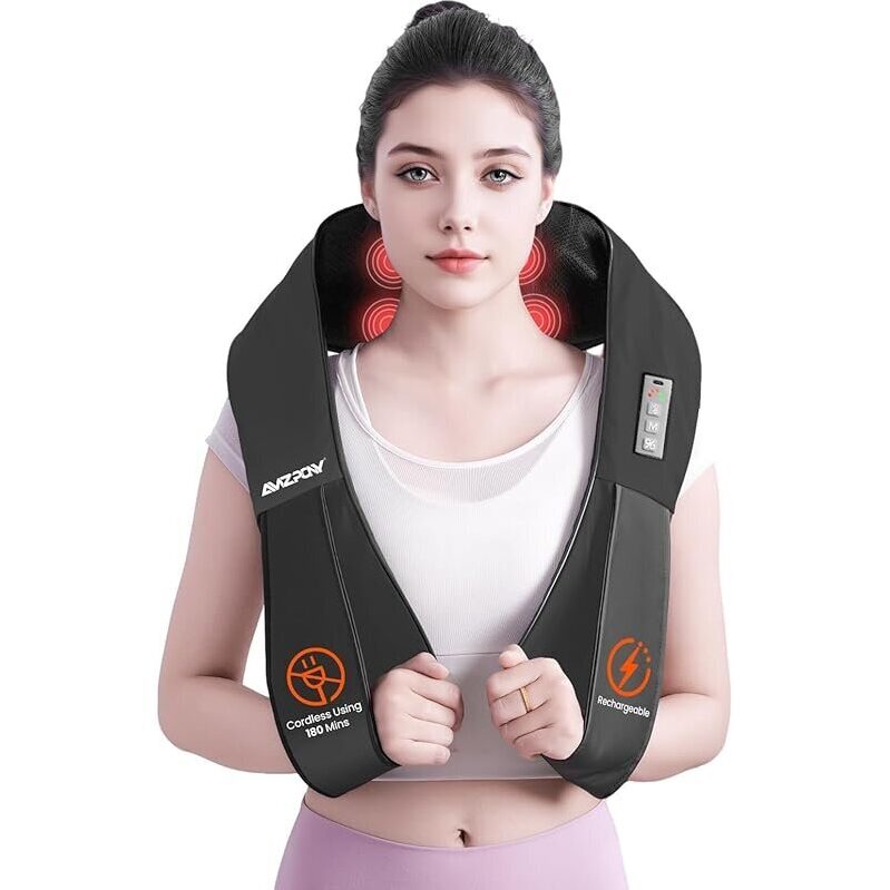 AMZPONY 5-in-1 Wireless Deep Tissue Neck Massager with Heat