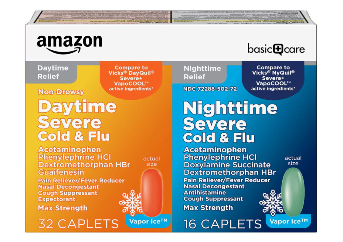 Amazon Basic Care Vapor Ice Cold & Flu Relief - Day & Night Pack