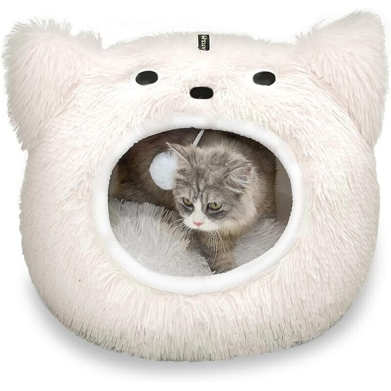 Luxurious Plush Cat Bed with Cozy Hooded Design - Perfect for Pet Comfort
