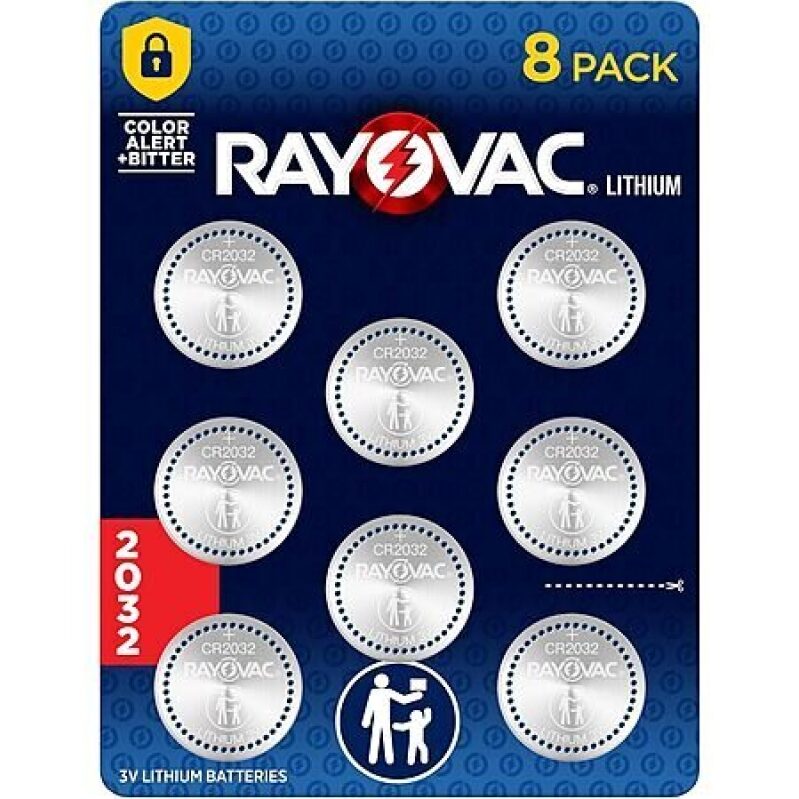 8-Pack Rayovac 2032 3V Lithium Coin Cell Batteries - Great Deal