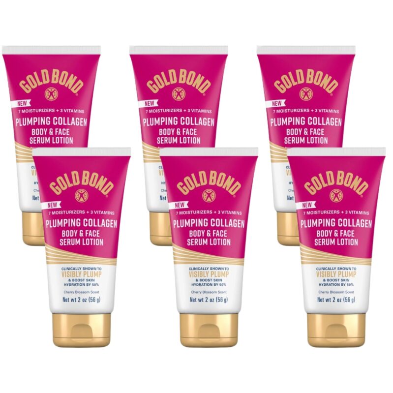 6-Pack Gold Bond Plumping Collagen Body and Face Serum Lotion 2oz