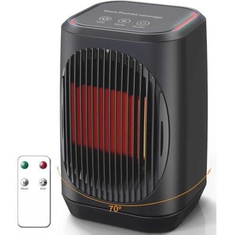 1500W Remote-Controlled Ceramic Heater with Three-Speed Fan - 50% Off
