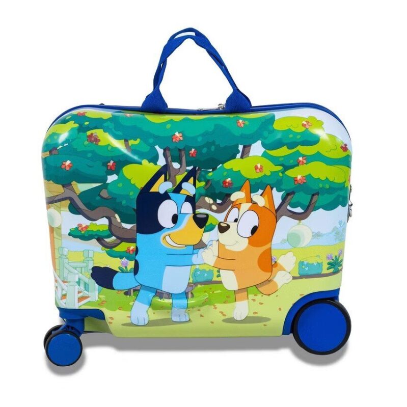Bluey Checked Hardside Ride-On Luggage for Kids - Fun, Durable, and Space-Saving