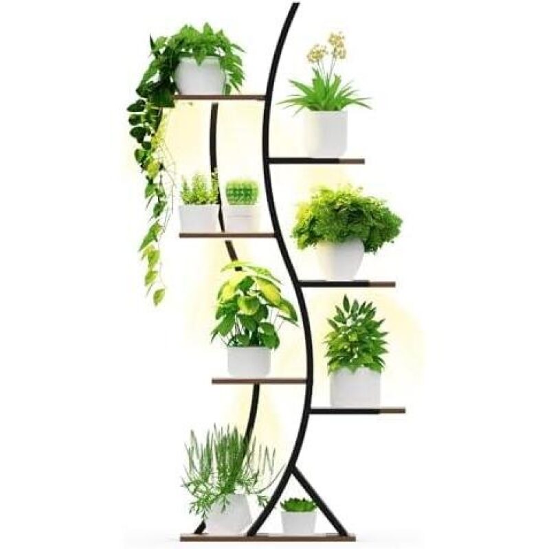 60-Inch 7-Tier S-Shaped Plant Display with Lights - 49% OFF
