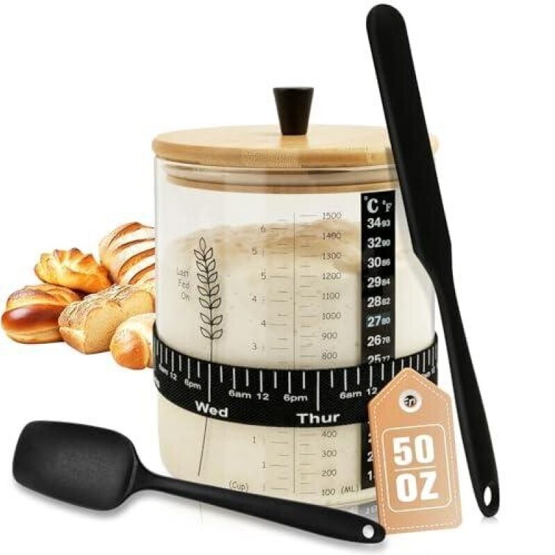50 oz Large Capacity Bread Dough Fermentation Set with Measuring Tools