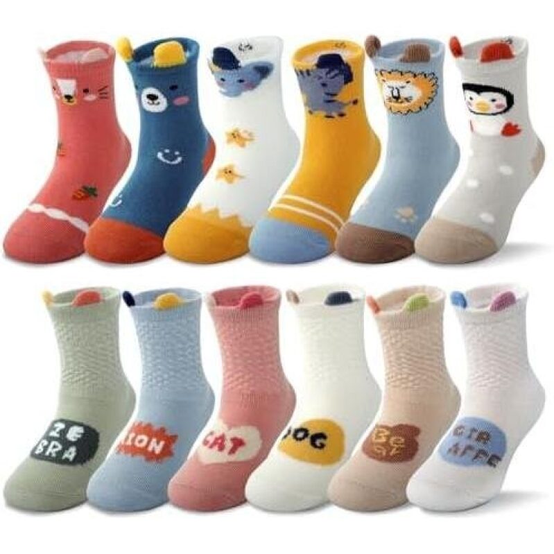 Cute Cartoon Design Anti-slip Baby Socks for 0-48 Months