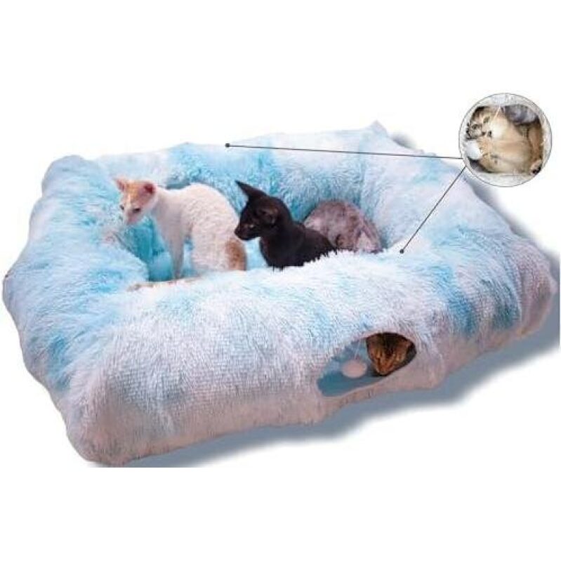 XxingSheep 4-Hole Tunnel Bed for Cats XL Size, Indoor Feline Toy with Hide and Seek Toy and Warm Mat 52% OFF