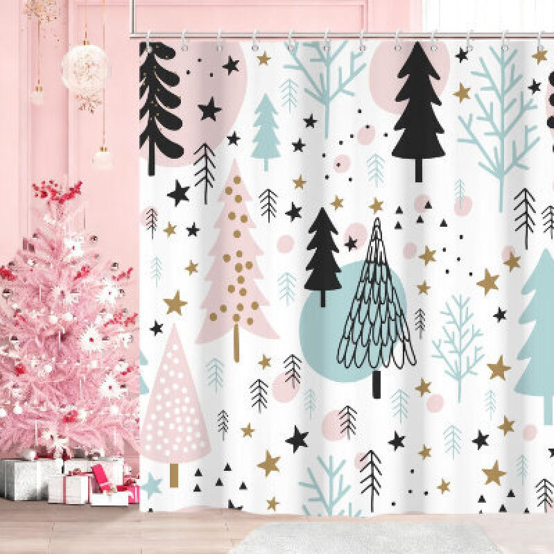 Stylish Christmas Tree Pattern Shower Curtain - 72