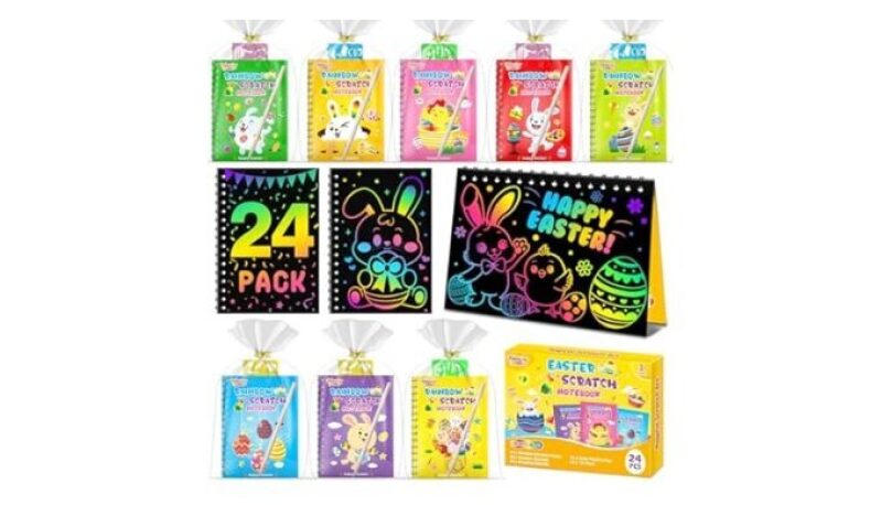 FEREDO Kids Rainbow Scratch Art Party Favors for Easter - Fun & Creative Activity Set