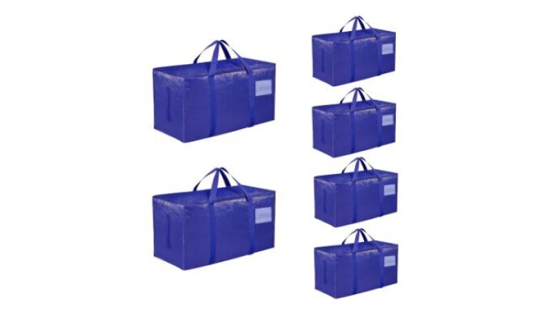 6 Pack Extra Large Heavy Duty Moving Bags - Durable, Waterproof, Foldable Storage Totes