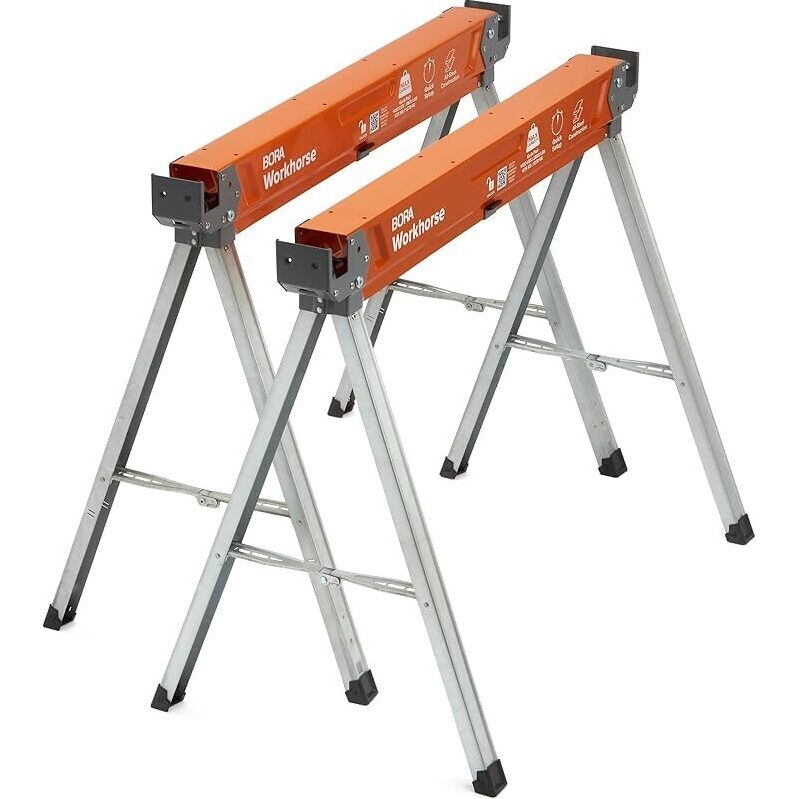 Heavy Duty Folding Sawhorses, 2-Pack - 2700 lbs Capacity