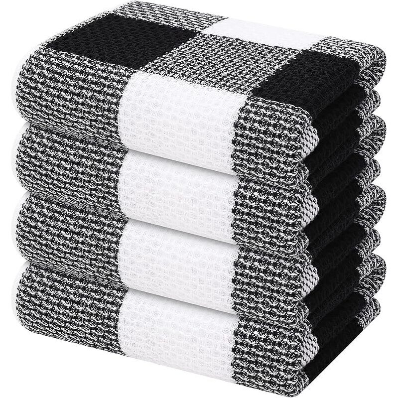 4pk 100% Cotton Waffle Weave Kitchen Towels - Ultimate Kitchen Utility