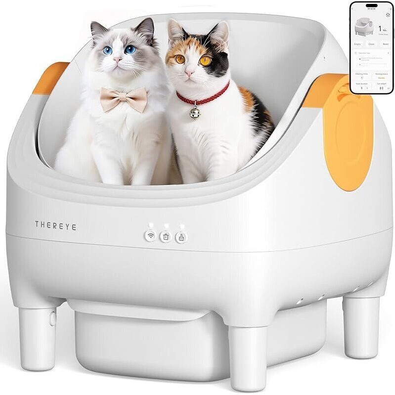 Thereye 10L Automatic Self-Cleaning Cat Litter Box - Open Design, Easy Entry