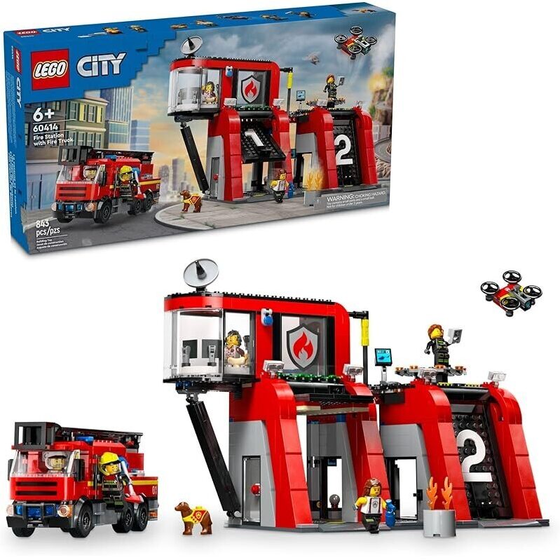 LEGO City Fire Station with Fire Truck Toy 60414 - Ultimate Playset for Ages 6 and Up
