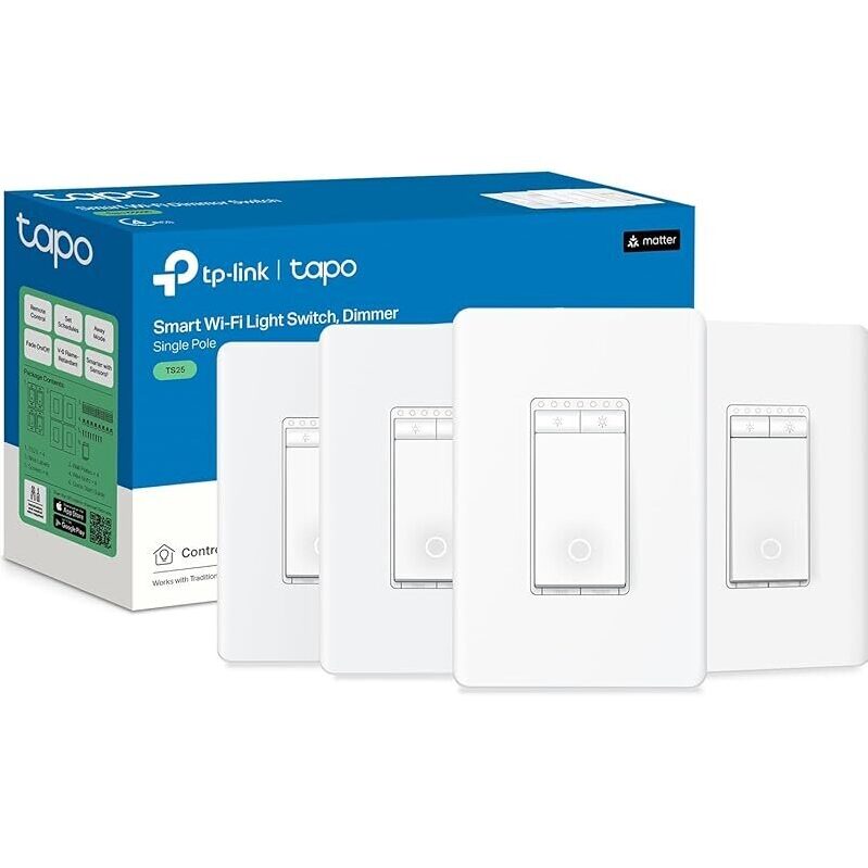 4-Pack TP-Link Tapo Matter Smart Dimmer Switch with Alexa