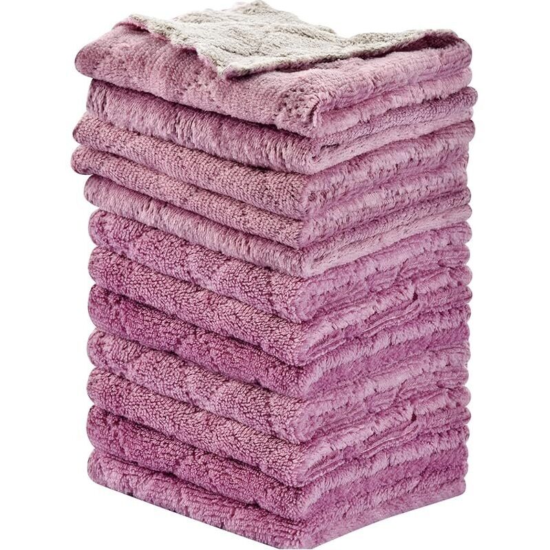 OstWony 12pcs Kitchen Dish Towels 10 x 6-inch - Super Soft Coral Fleece