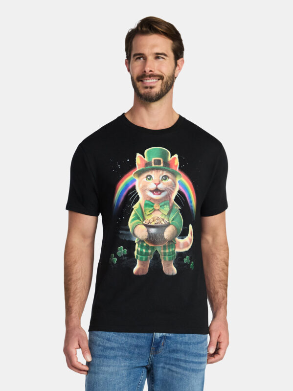 Way To Celebrate Saint Patrick's Day Men's Lucky Cat O Gold Graphic Tee