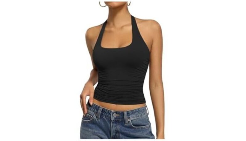 Women's Double Lined Backless Halter Tank Top