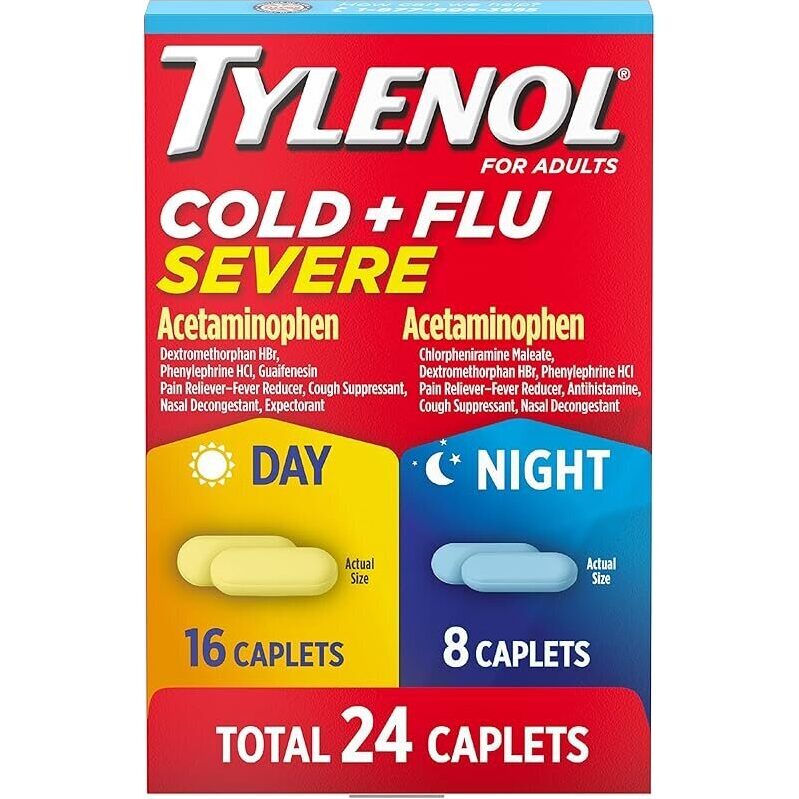 Tylenol Cold + Flu Severe Day & Night Caplets - 24 Count