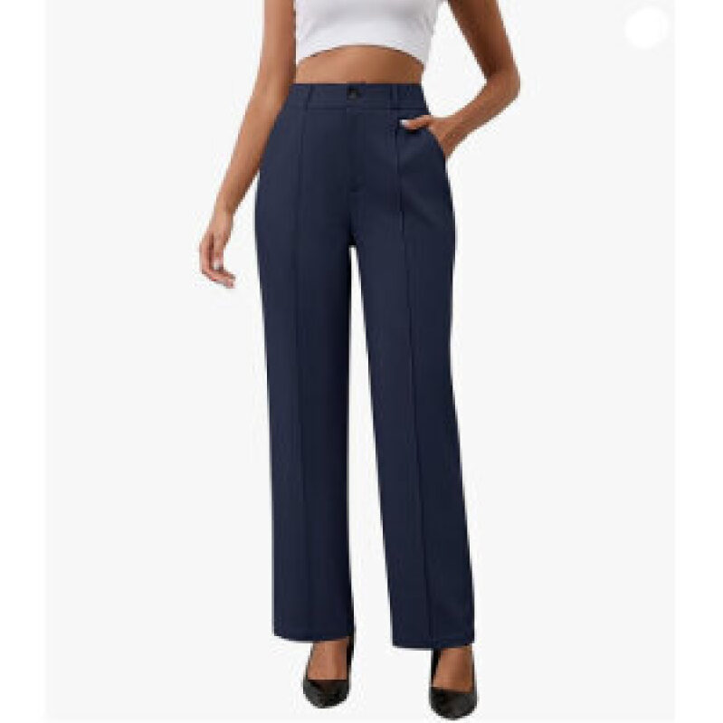 High-Waist Elastic Work Pants for Women - Perfect for Professional Settings