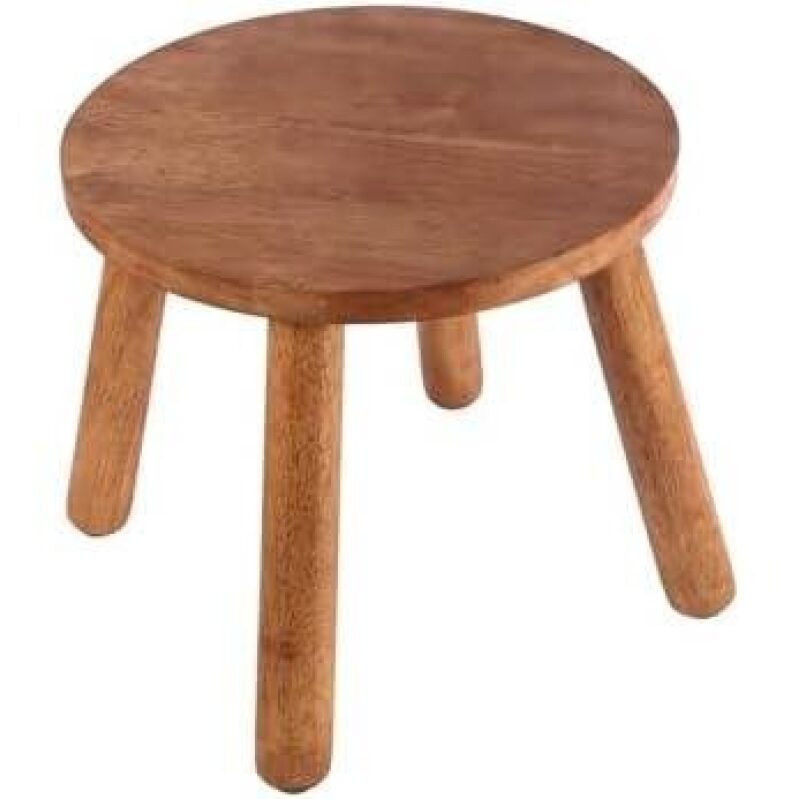 Wooden Detachable Leg Stool - 10 Inches Walnut Round Bench