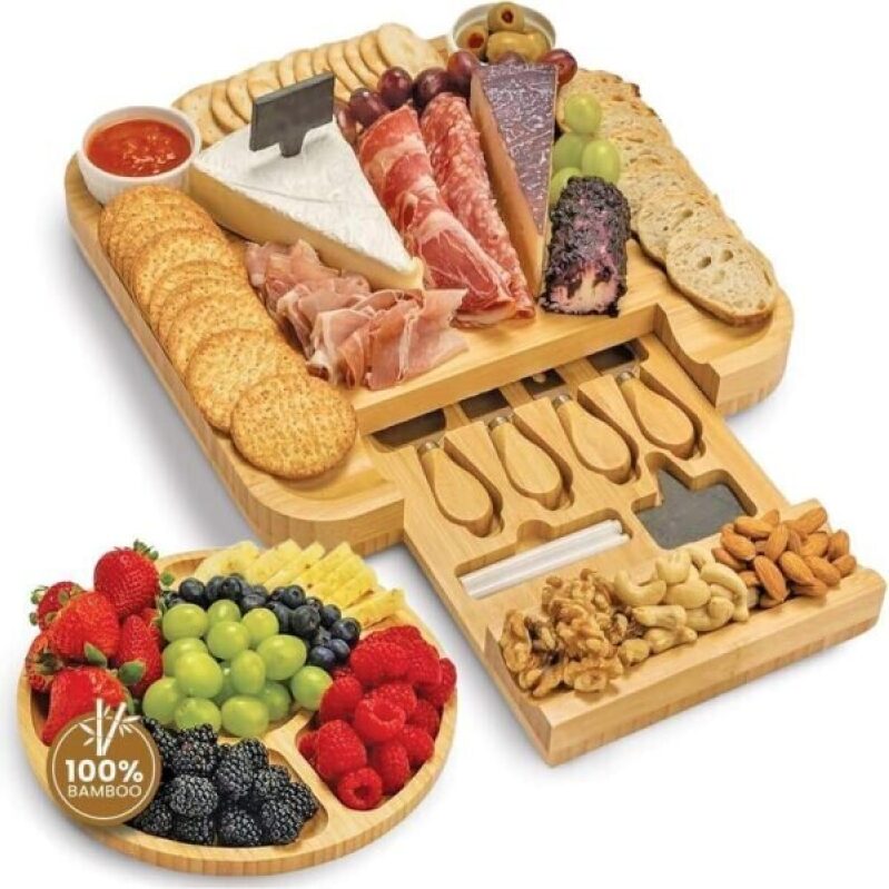 70% Off LeafGrain Bamboo Stainless Steel Platter Set - Perfect for Entertaining
