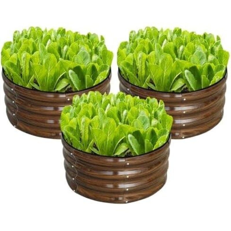 Outdoor Galvanized Flower Bed Kit (3-Pack/Brown) - 50% Discount