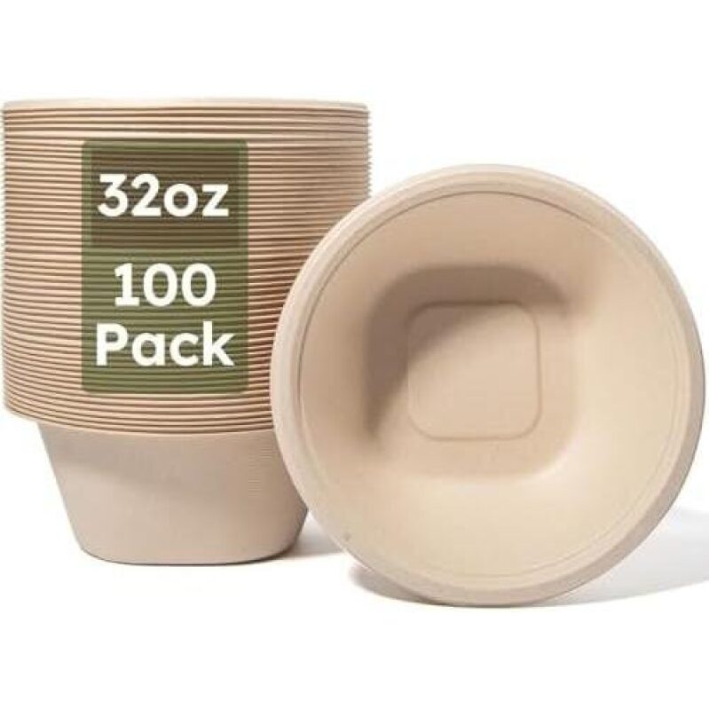 32 oz Biodegradable Paper Bowls, 100 Pack, 52% Off
