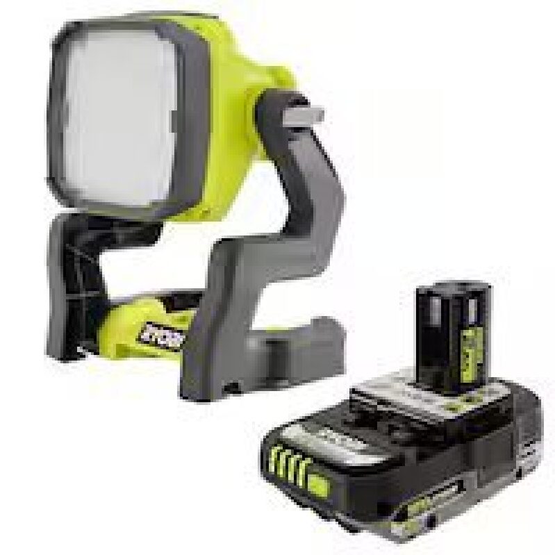 RYOBI ONE+ 18V Hybrid LED Work Light with 2.0 Ah Battery - High-Performance Lighting