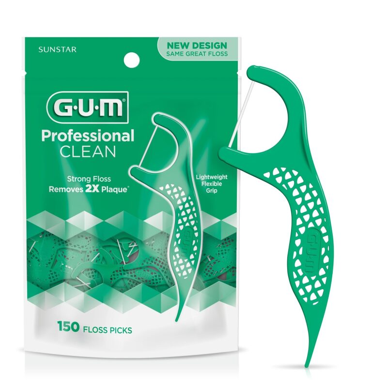 GUM Professional Clean Floss Picks Fresh Mint Flavor - 150 Count